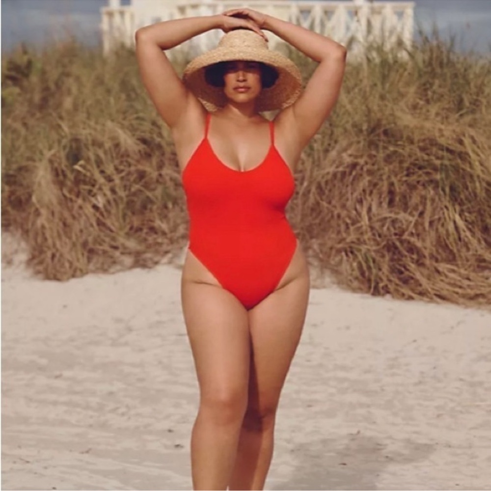 NWT Good American Always Fit One-Piece Swimsuit Bright Poppy Sz 7/8 4XL/5XLā